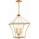 Broche 4 Light 16 inch Antique Gold Lantern Chandelier Ceiling Light