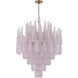Ollie 21 Light 33.25 inch Aged Brass Chandelier Ceiling Light in Sand Glass Blush