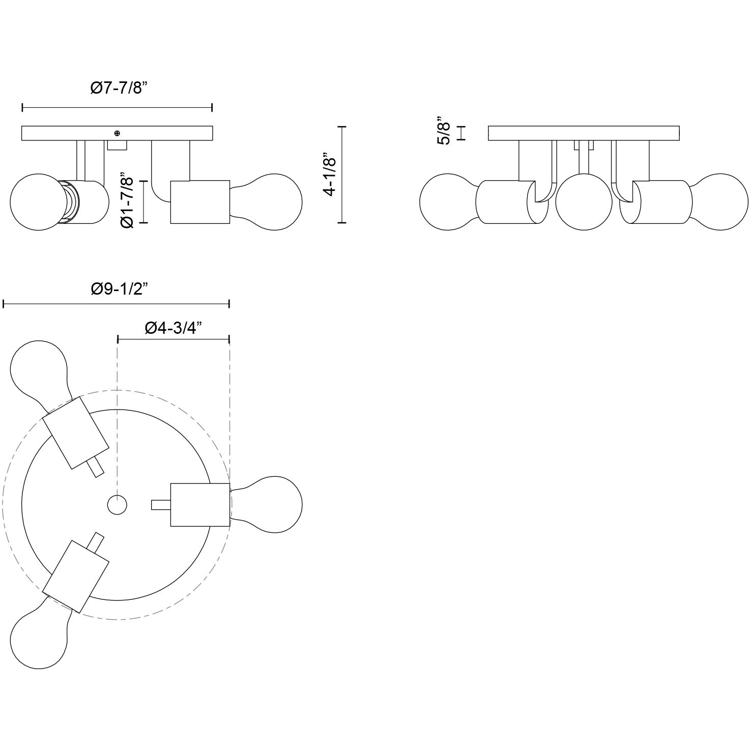 Alora Mood Claire 3 Light 9.5 inch Matte Black Semi-Flush Mount Ceiling Light
