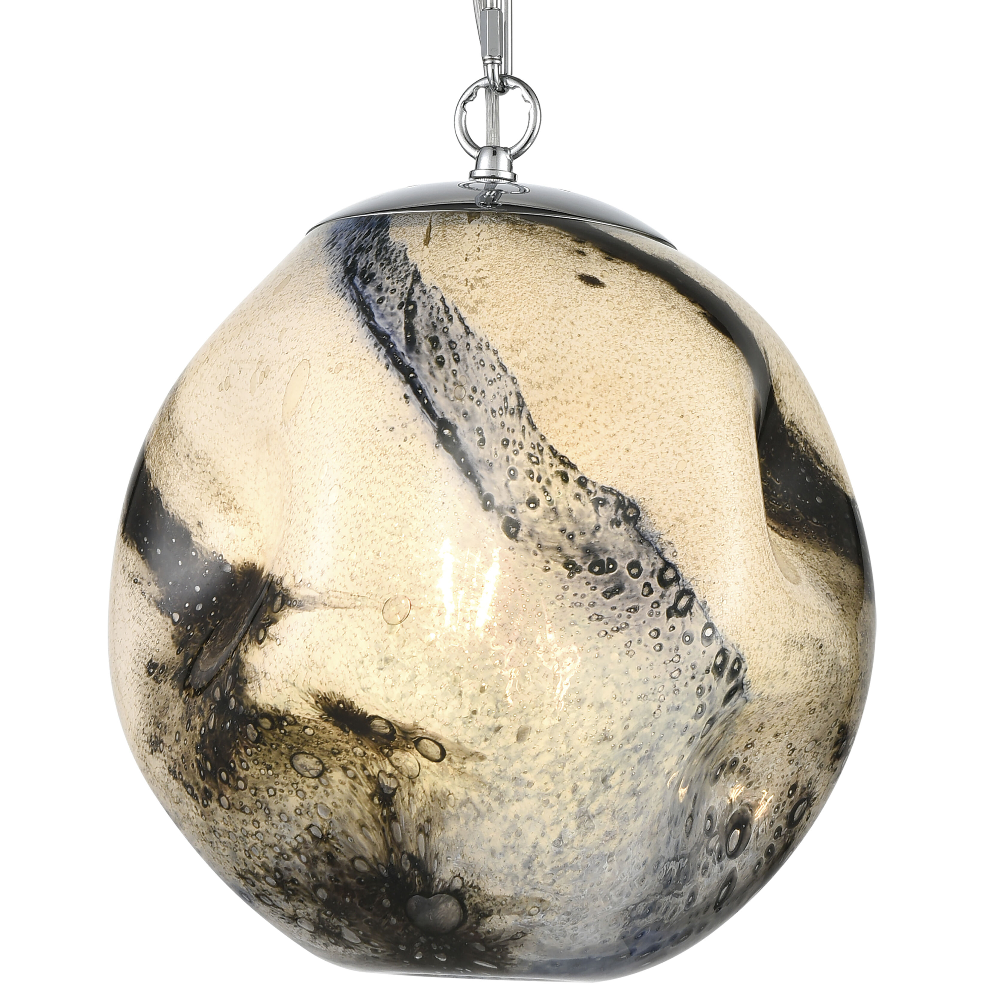 Blue Planetary 1 Light 12 inch White with Black and Chrome Pendant Ceiling Light