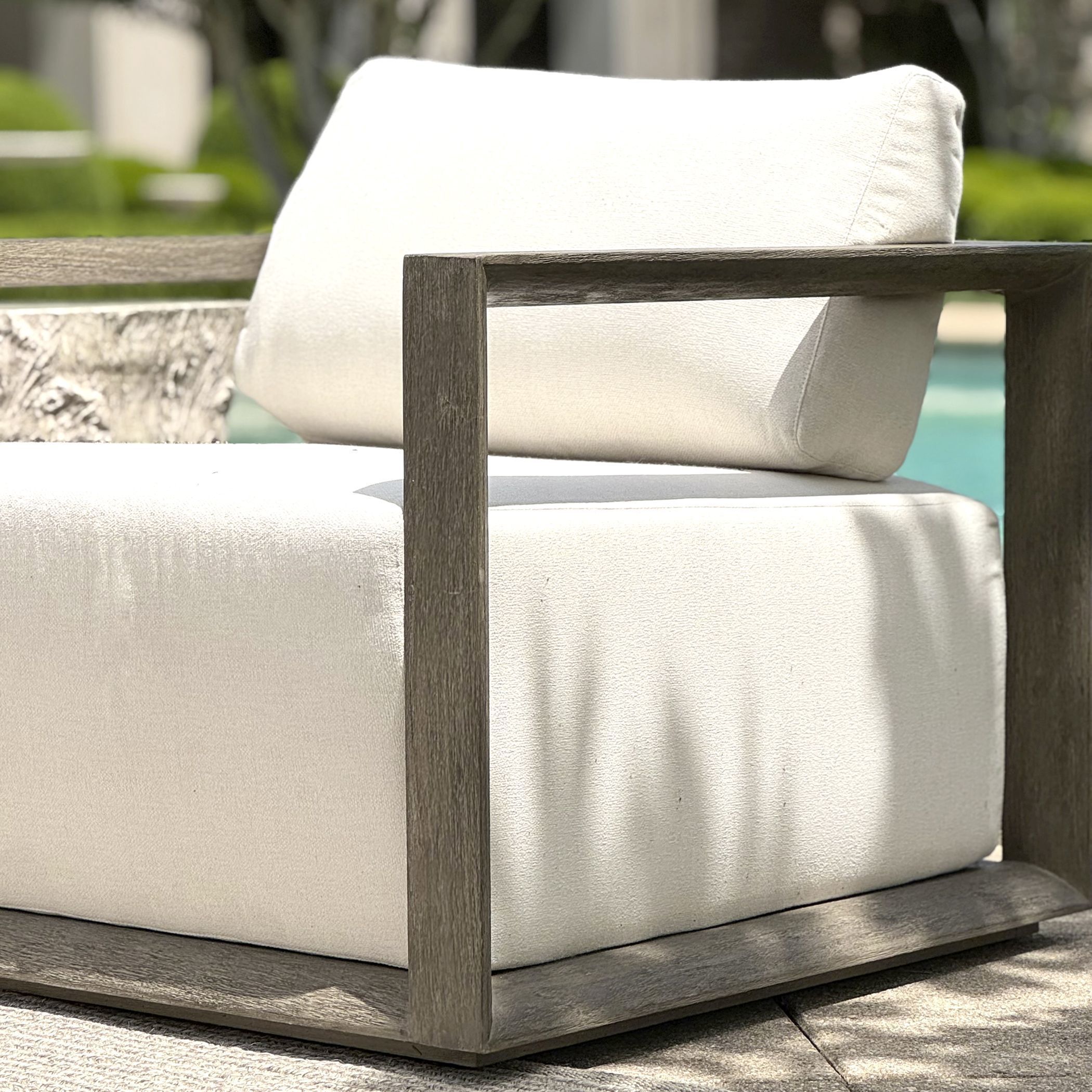 Remsen Weathered Gray and Oyster White Outdoor Lounge Chair