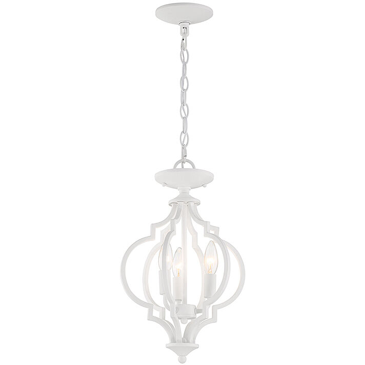 Transitional 3 Light 11 inch Bisque White Convertible Semi-Flush or Pendant Ceiling Light