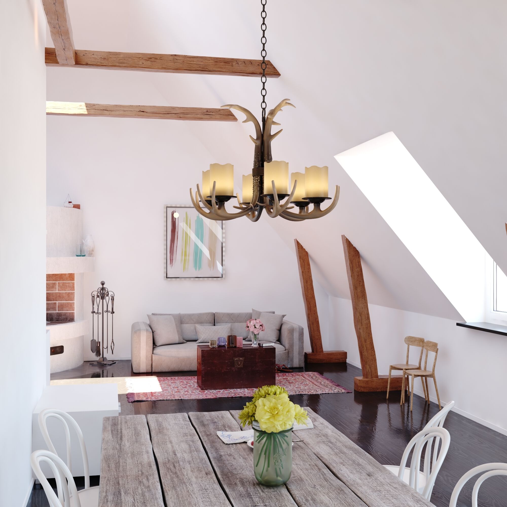 Yoho LED 24.5 inch Black Walnut Chandelier Ceiling Light