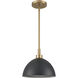 Pelham 2 Light 10 inch Satin Brass with Matte Black Pendant Ceiling Light