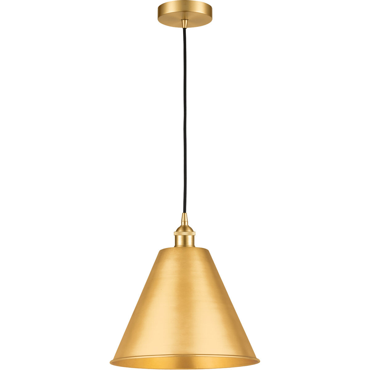 Edison Cone LED 12 inch Satin Gold Mini Pendant Ceiling Light