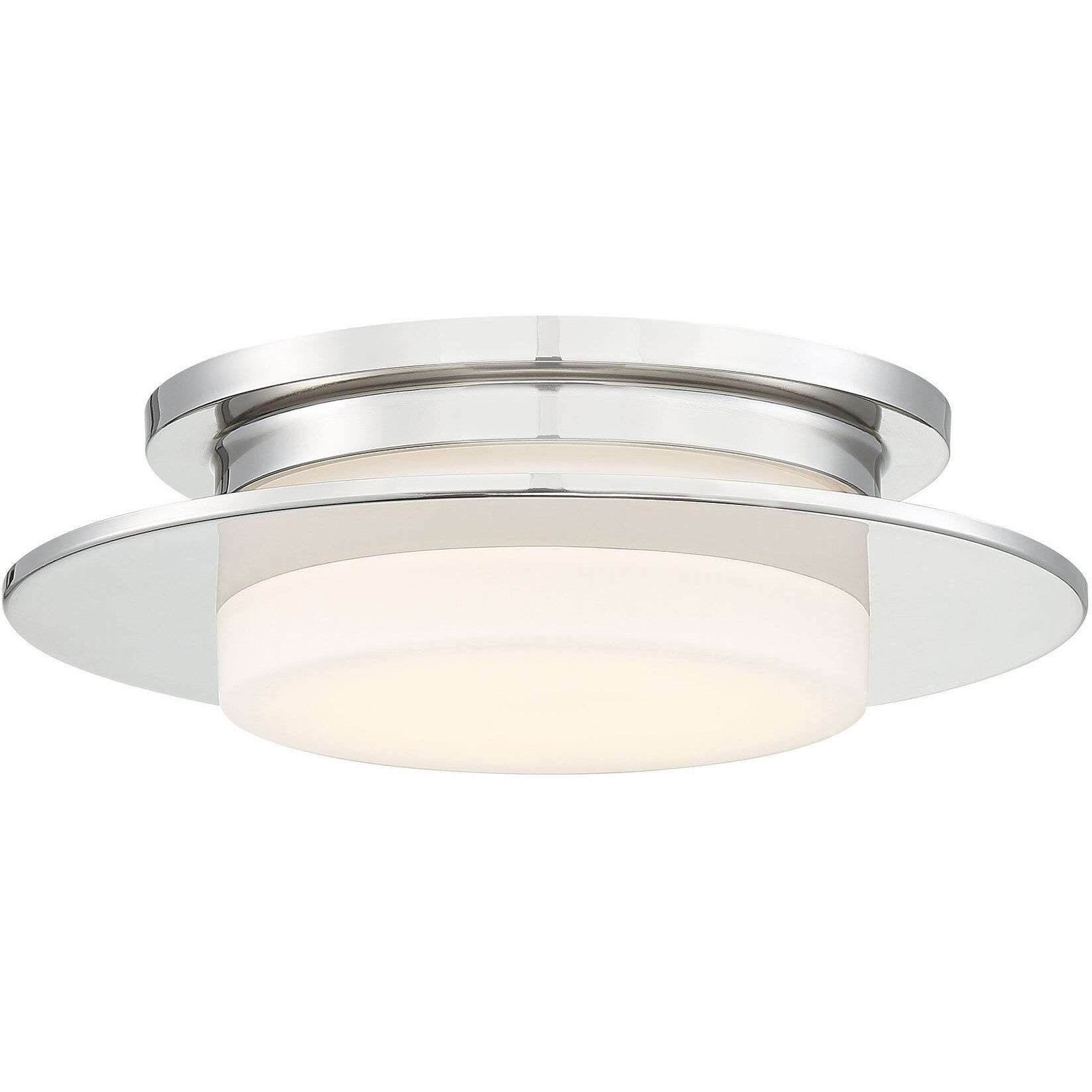 Press LED 14 inch Polished Nickel Flush Mount Ceiling Light