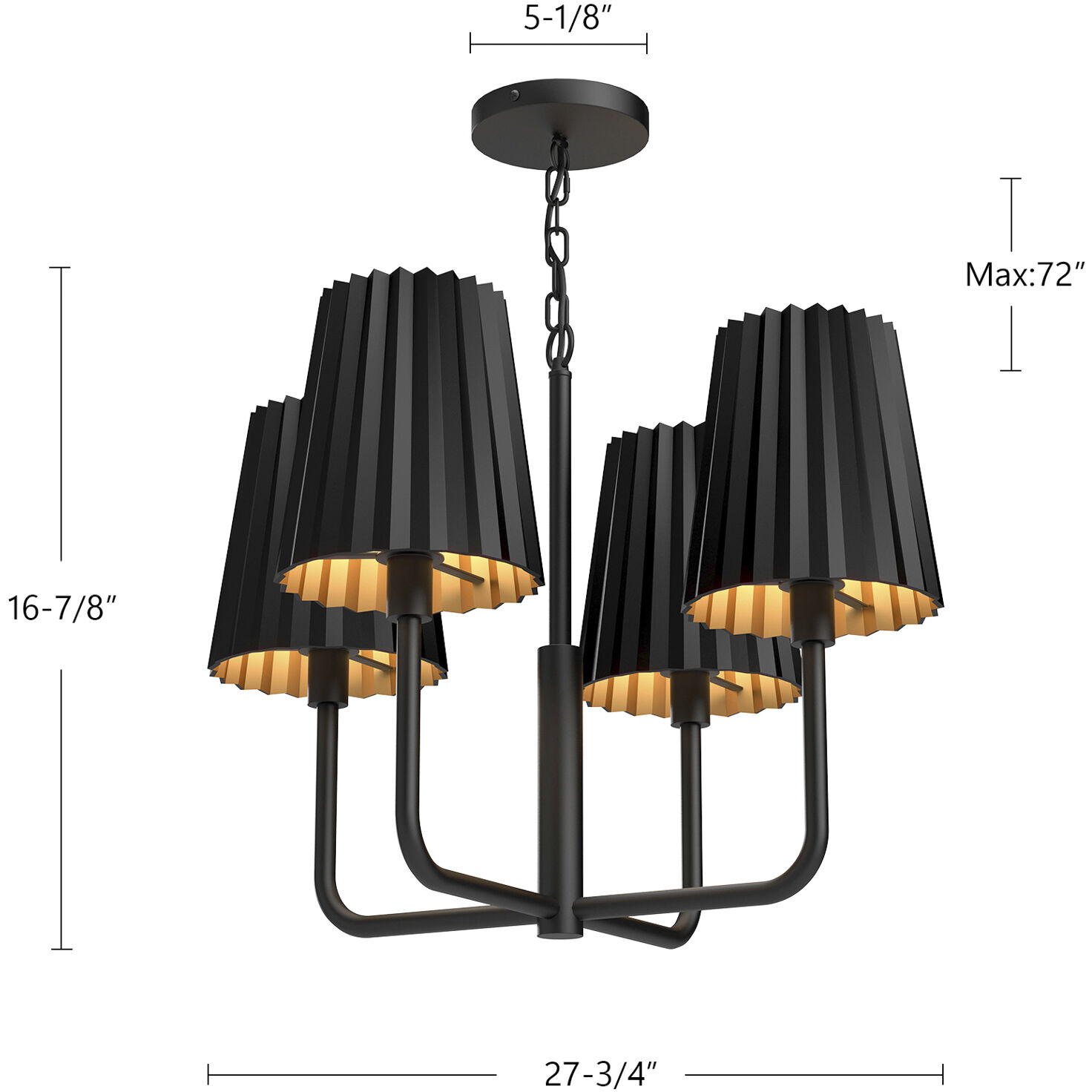 Alora Mood Plisse 4 Light 22.5 inch Matte Black Chandelier Ceiling Light