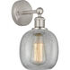 Edison Belfast 1 Light 6 inch Brushed Satin Nickel Sconce Wall Light in Clear Crackle Glass
