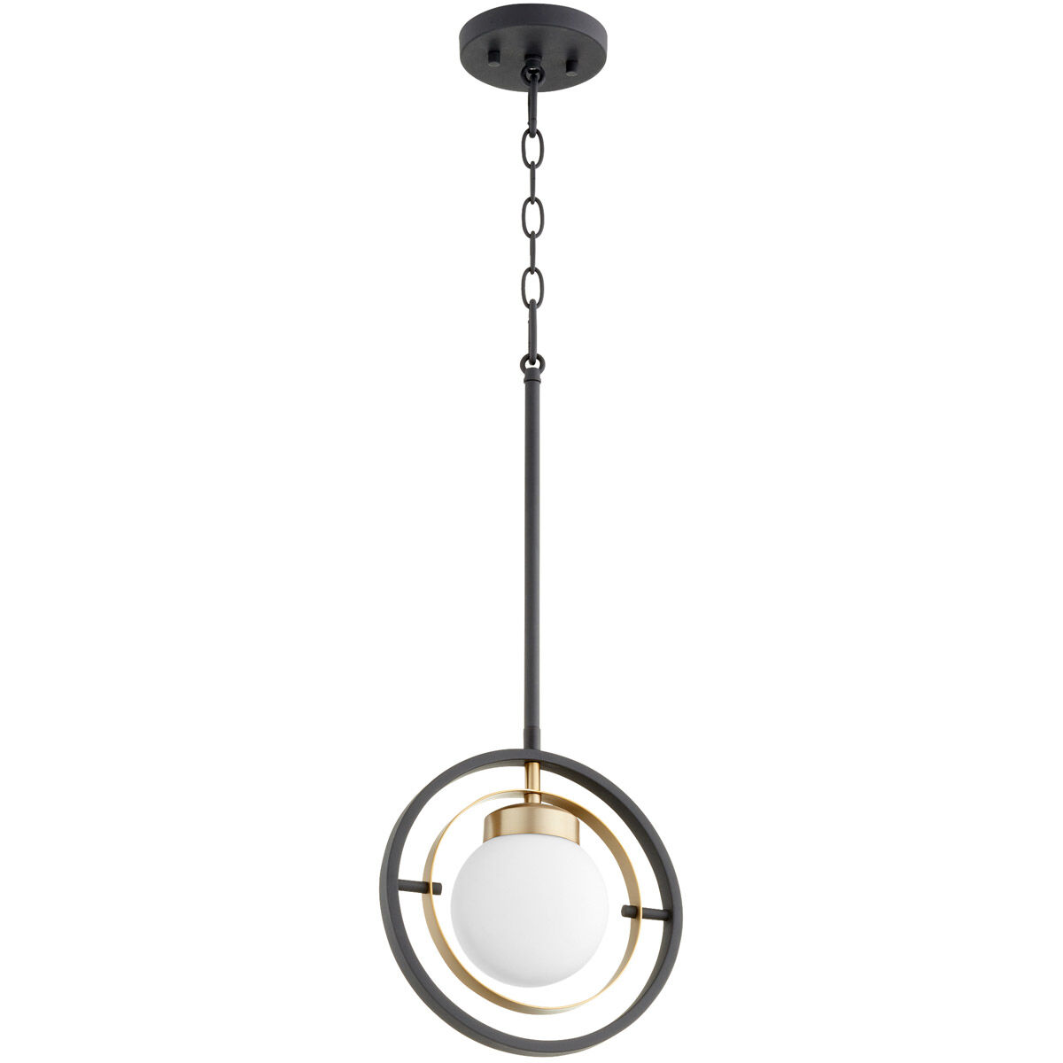 Nimbus 1 Light 9.75 inch Noir with Aged Brass Pendant Ceiling Light