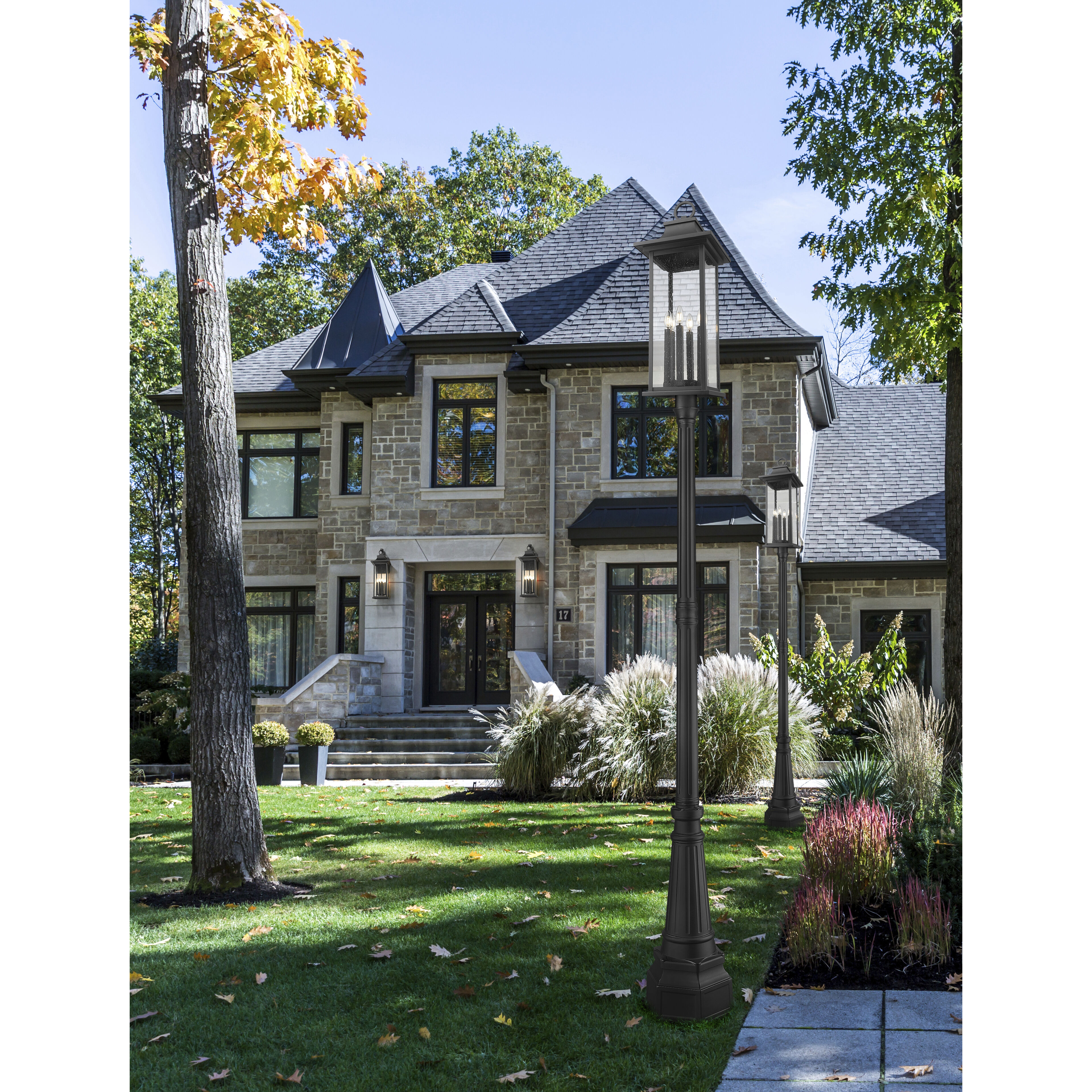 Tiberius 6 Light 116.75 inch Black Outdoor Post Mounted Fixture