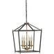 Gridlock 4 Light 14 inch Heritage Black and Antique Bronze Pendant Ceiling Light