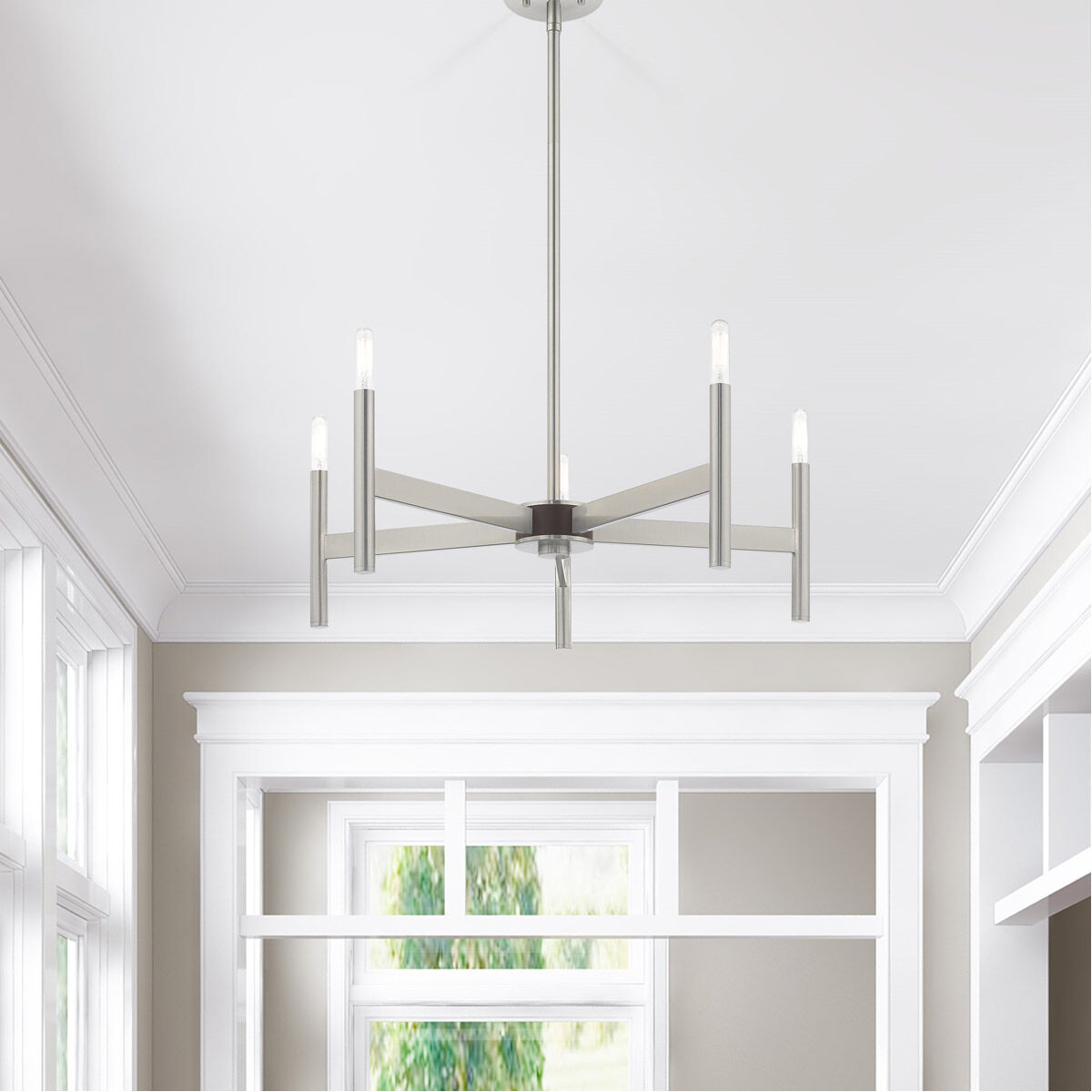 Copenhagen 5 Light 25 inch Brushed Nickel Chandelier Ceiling Light