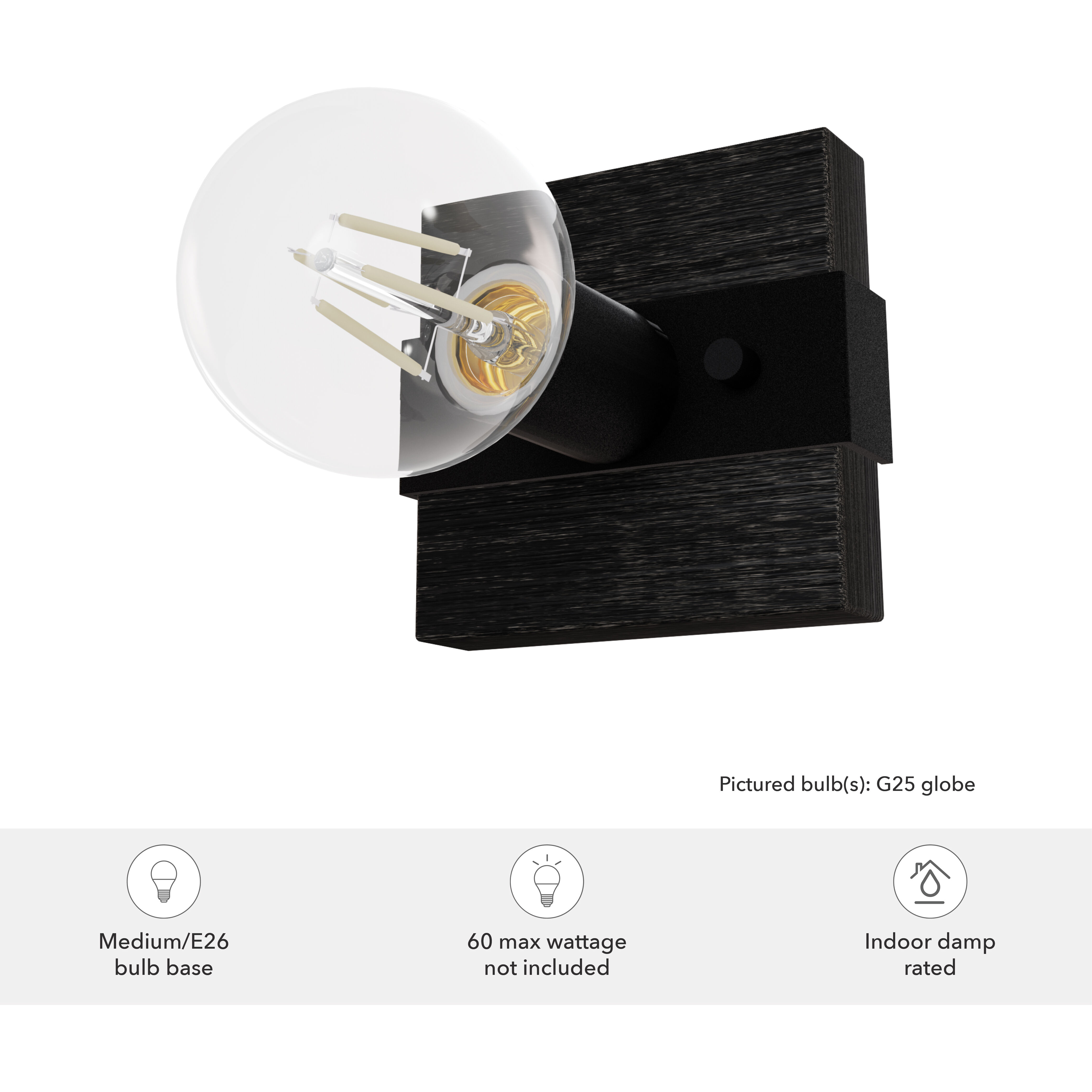 Donelson 1 Light 5 inch Natural Black Iron and Dark Ash Wall Sconce Wall Light, Small