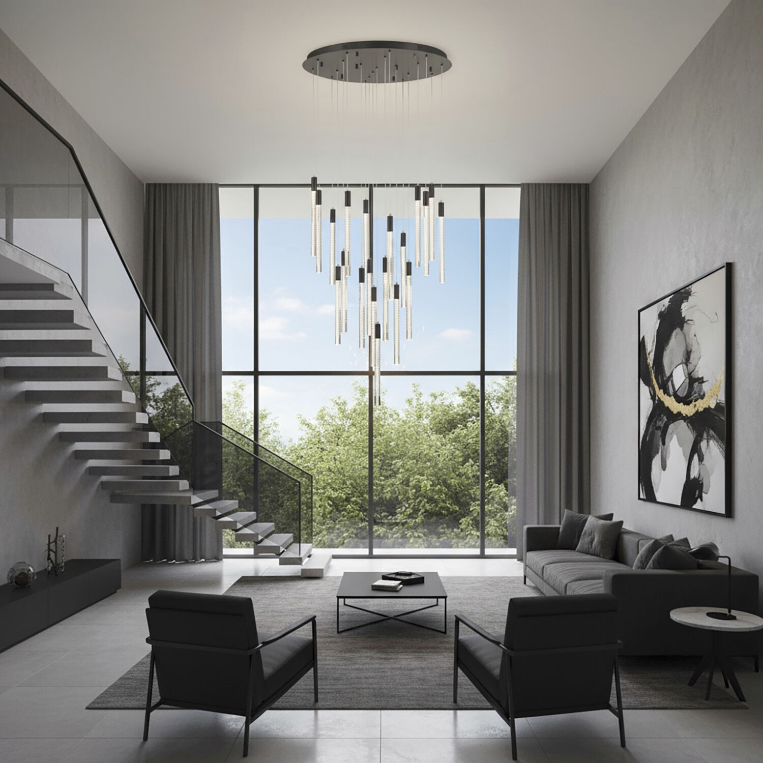 Celine LED 31.5 inch Black Chandelier Ceiling Light