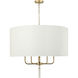 Secret Agent 5 Light 30 inch Painted Gold and White Leather Pendant Ceiling Light