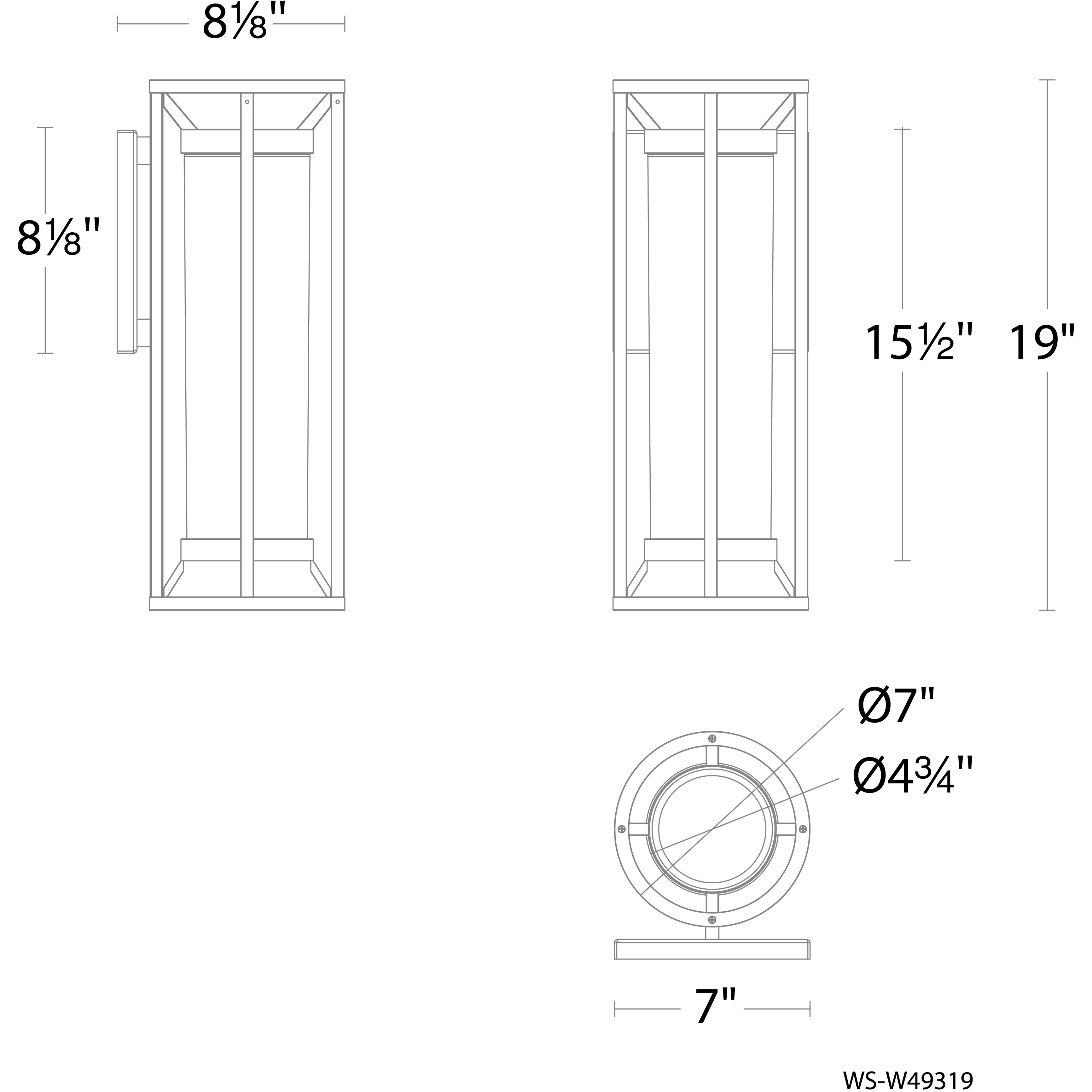 Roslyn LED 19 inch Black Outdoor Wall Light, dweLED