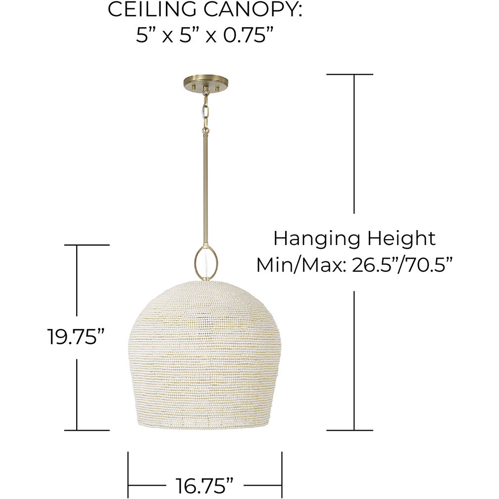 Natalia 1 Light 16.75 inch Aged Brass Pendant Ceiling Light
