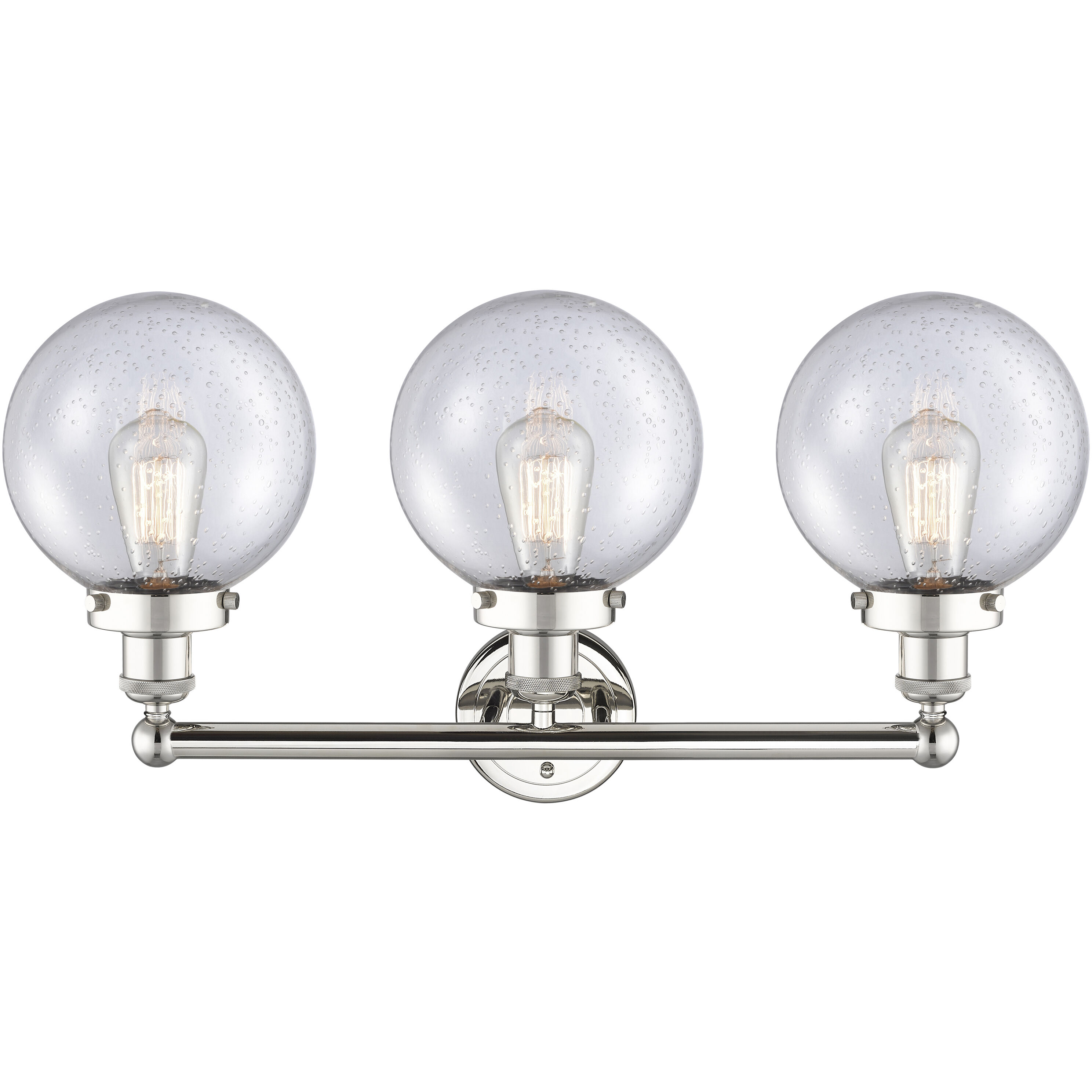 Beacon 3 Light 24.5 inch Polished Nickel Bath Vanity Light Wall Light in Seedy