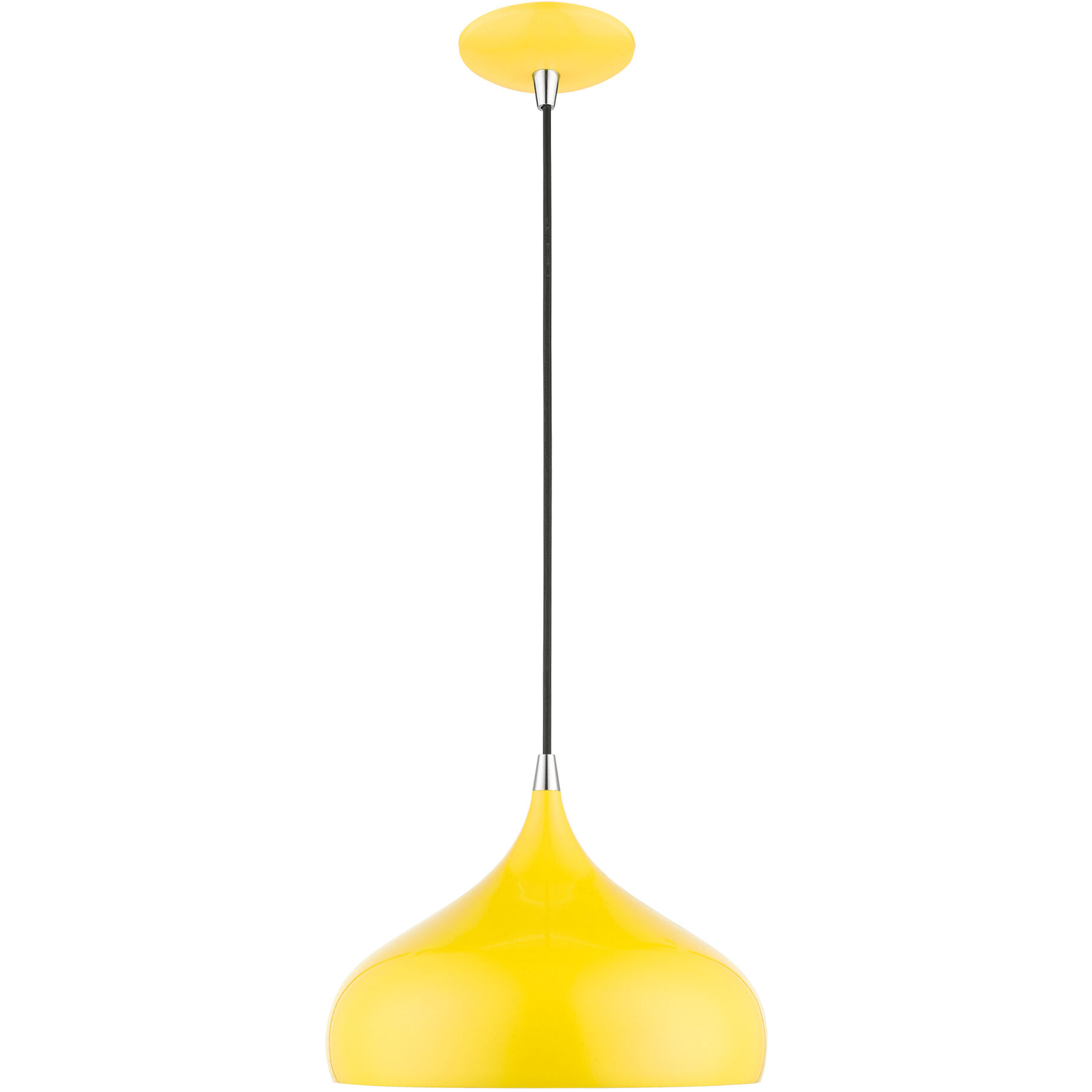 Amador 1 Light 11.75 inch Shiny Yellow with Polished Chrome Accents Pendant Ceiling Light