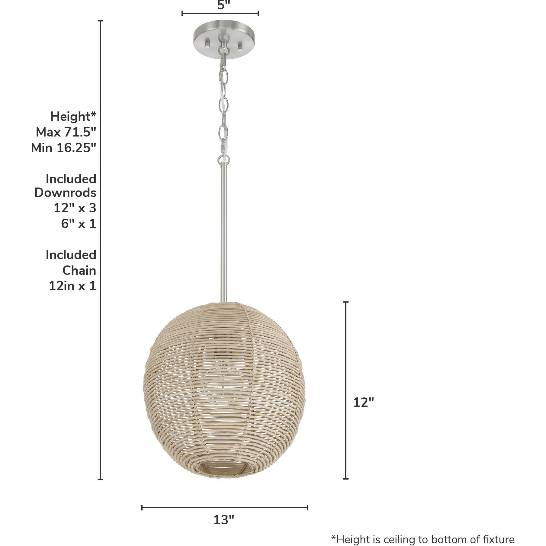 Berkeley 1 Light 13 inch Brushed Nickel Pendant Ceiling Light, Medium