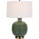 Nataly 26 inch 150.00 watt Crackled Aged Green Glaze and Antique Brass Table Lamp Portable Light