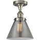 Cone 1 Light 7.75 inch Brushed Satin Nickel Semi-Flush Mount Ceiling Light