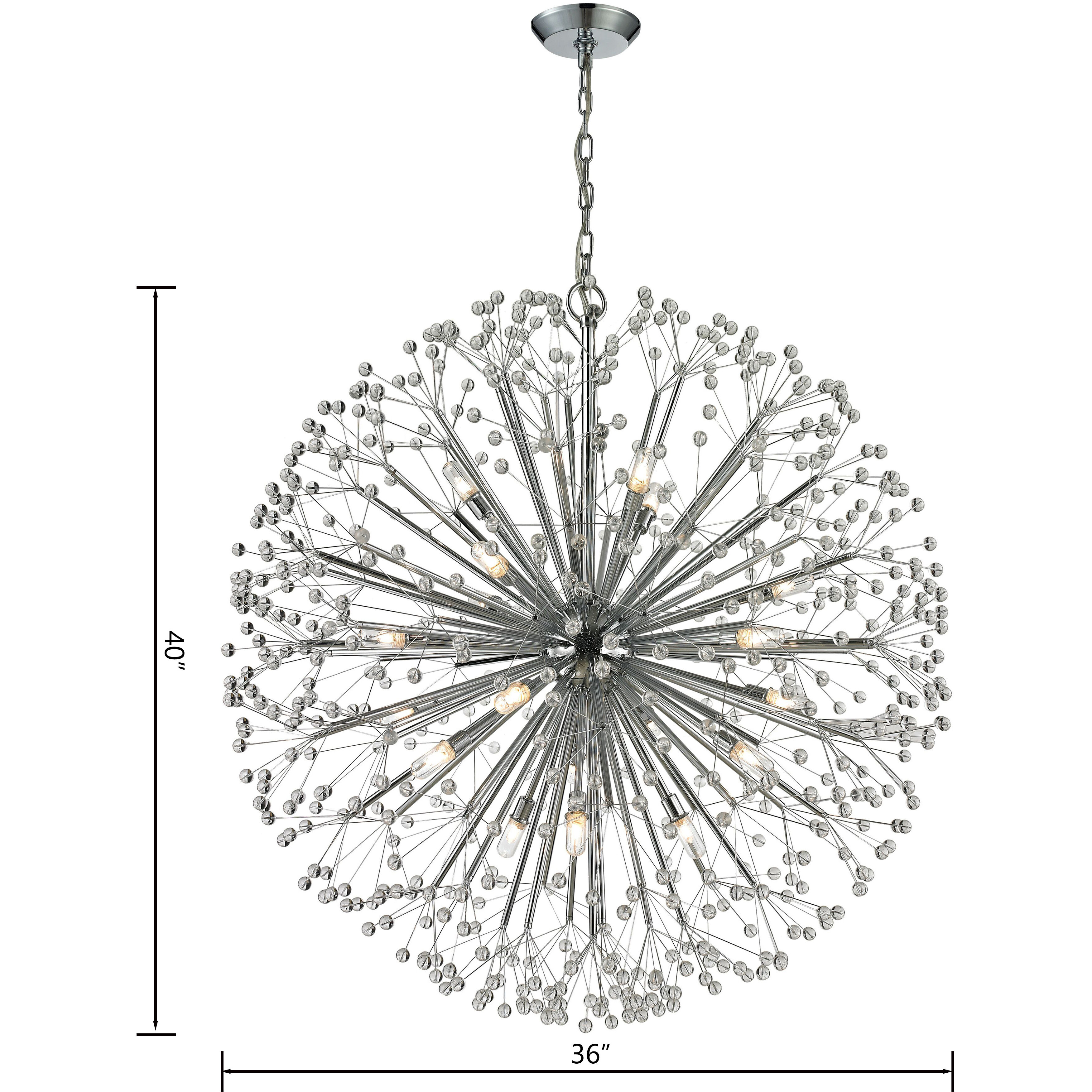 Starburst 19 Light 36 inch Polished Chrome Chandelier Ceiling Light