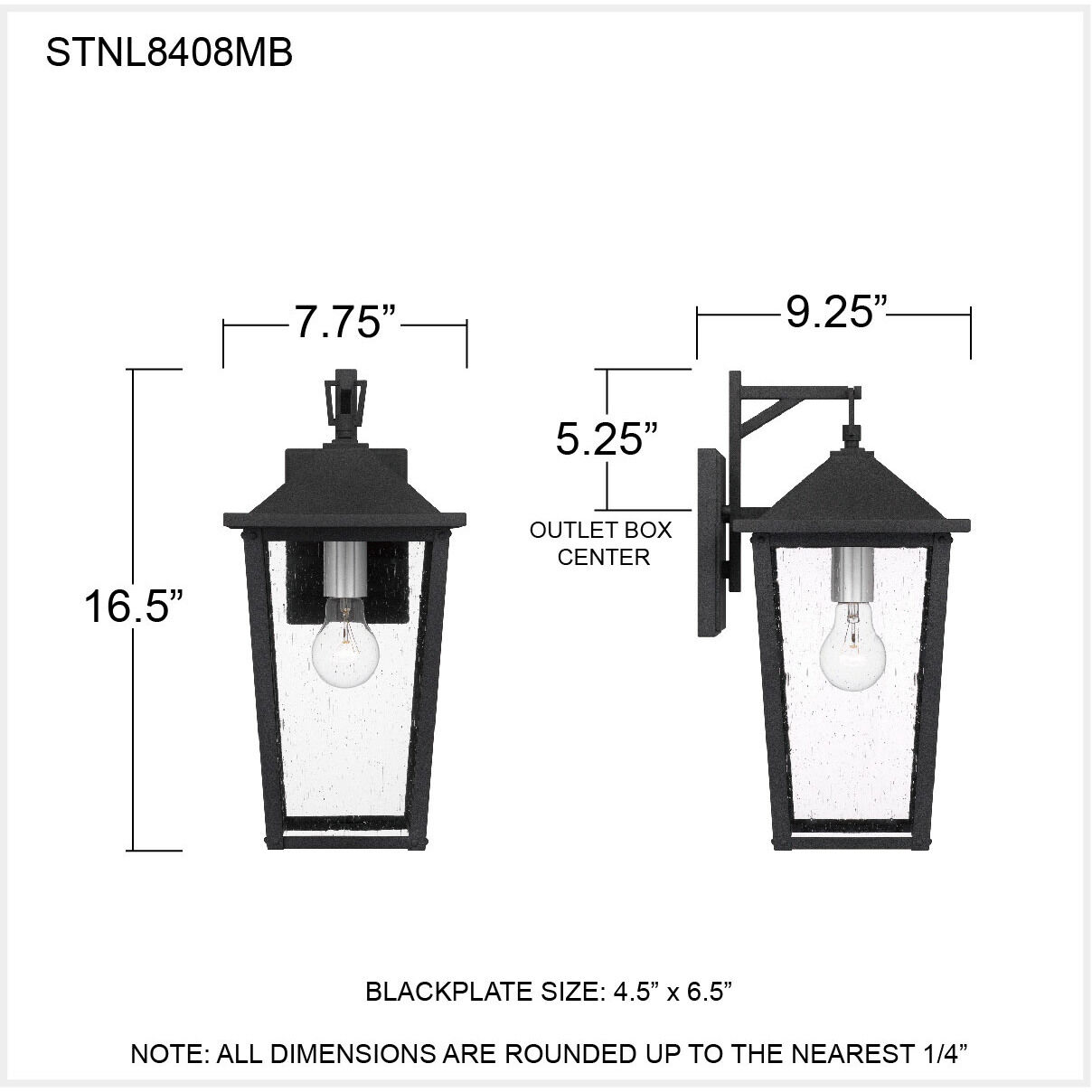 Stoneleigh 1 Light 17 inch Mottled Black Outdoor Wall Lantern