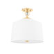 White Plains 1 Light 14 inch Aged Brass Semi Flush Ceiling Light