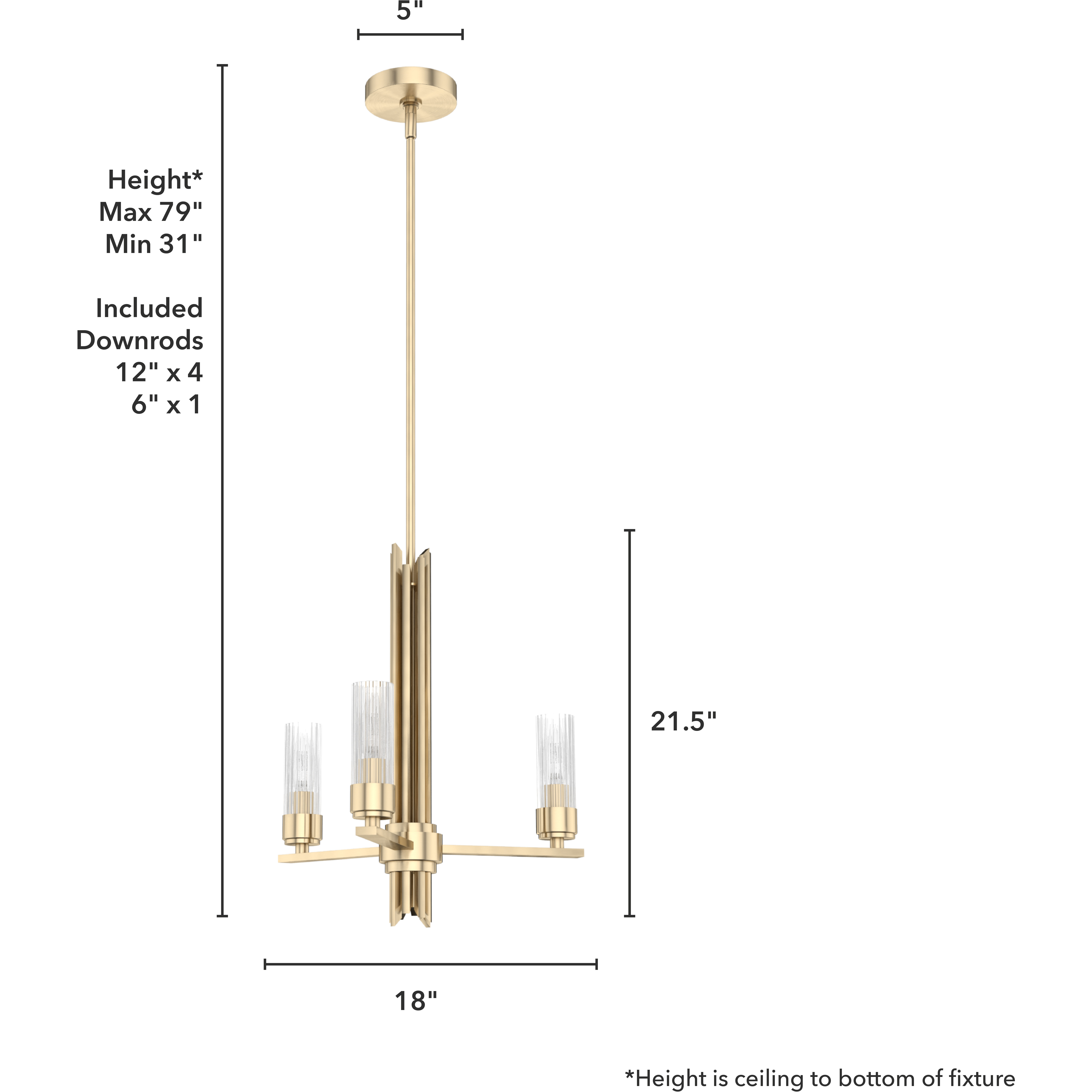 Gatz 3 Light 18 inch Alturas Gold Chandelier Ceiling Light