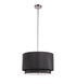 Schiffer 3 Light 18 inch Brushed Nickel Pendant Ceiling Light in Black Fabric Drum - Double Shade