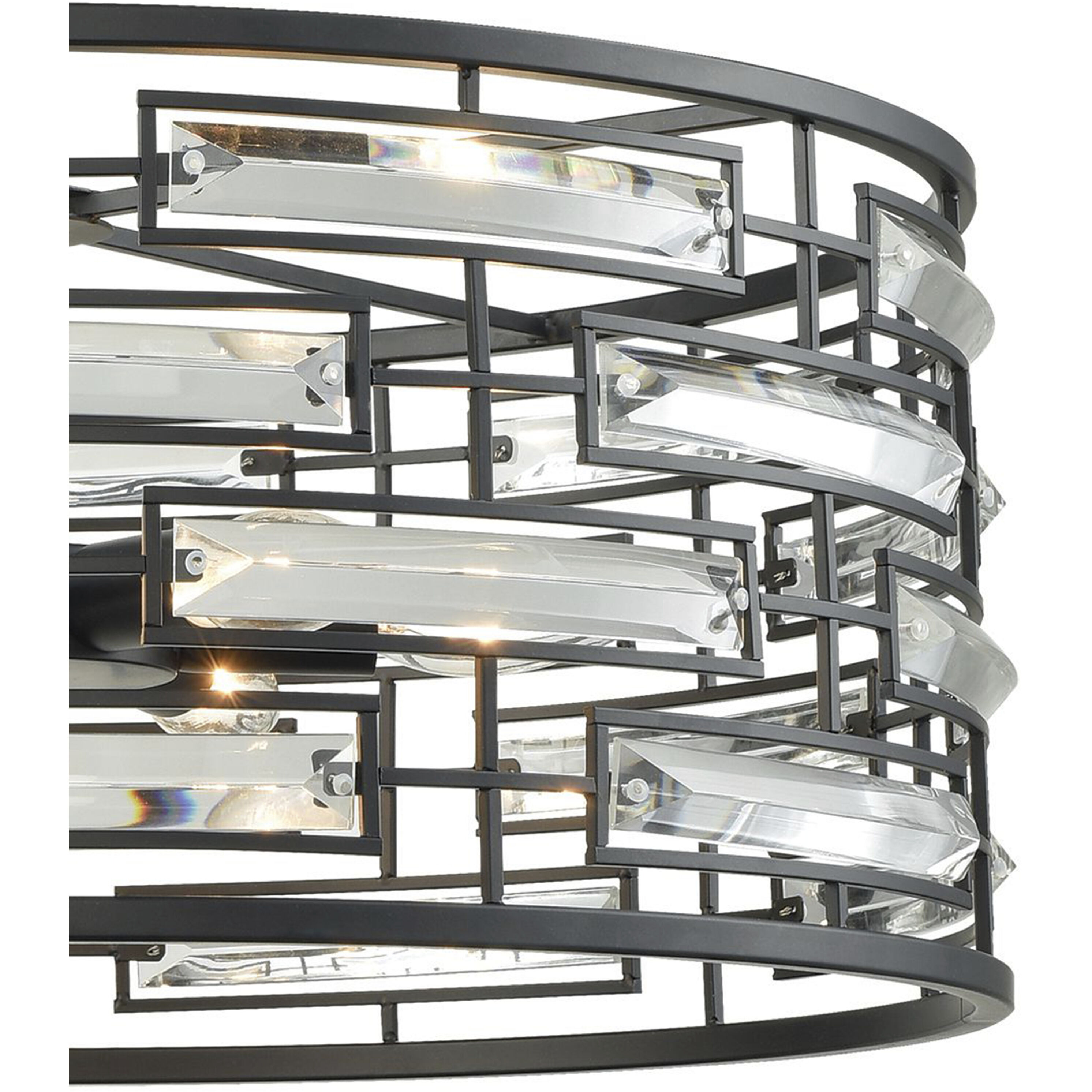Lineo 6 Light 20 inch Matte Black with Clear Chandelier Ceiling Light