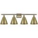 Ballston Cone 4 Light 38 inch Antique Brass Bath Vanity Light Wall Light