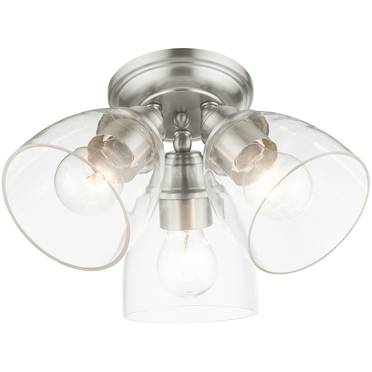 Montgomery 3 Light 14 inch Brushed Nickel Flush Mount Ceiling Light