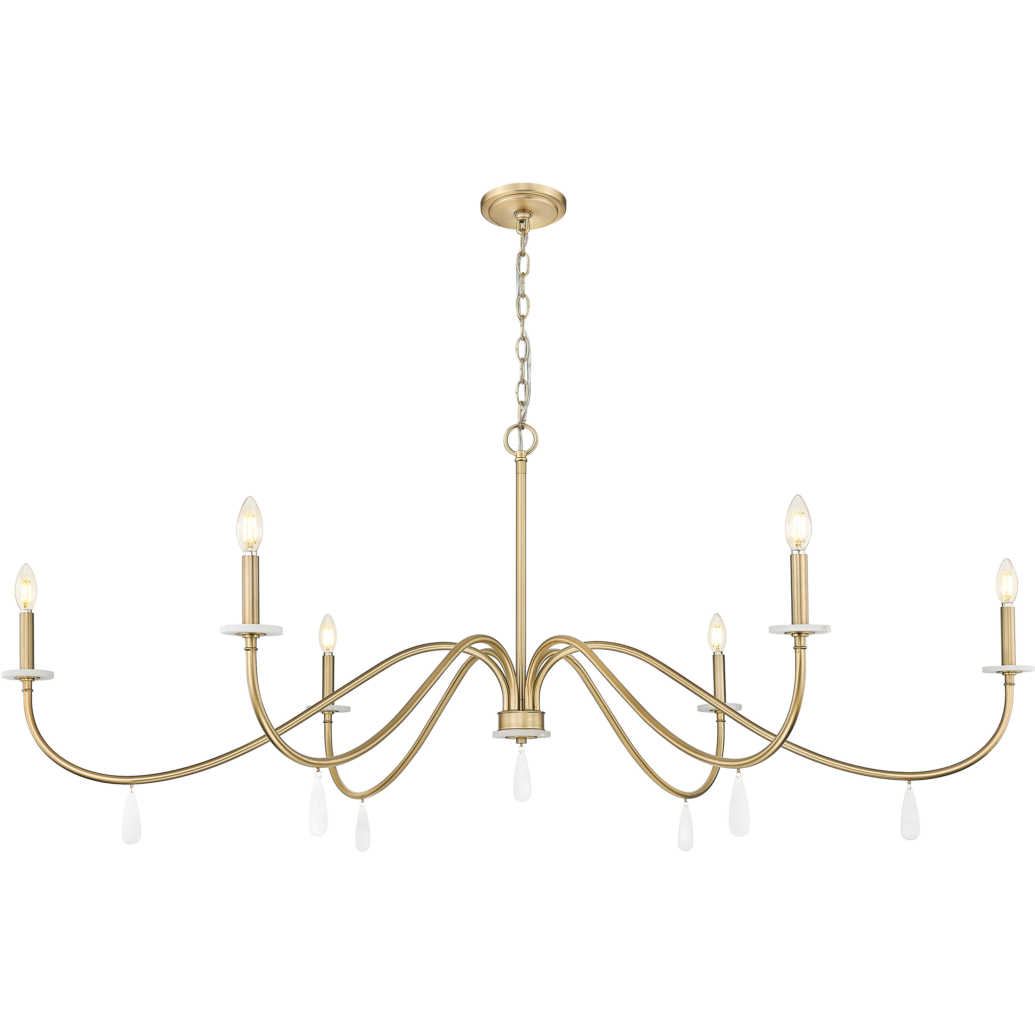 Toussant 6 Light 63 inch Modern Gold Chandelier Ceiling Light