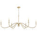 Toussant 6 Light 63 inch Modern Gold Chandelier Ceiling Light