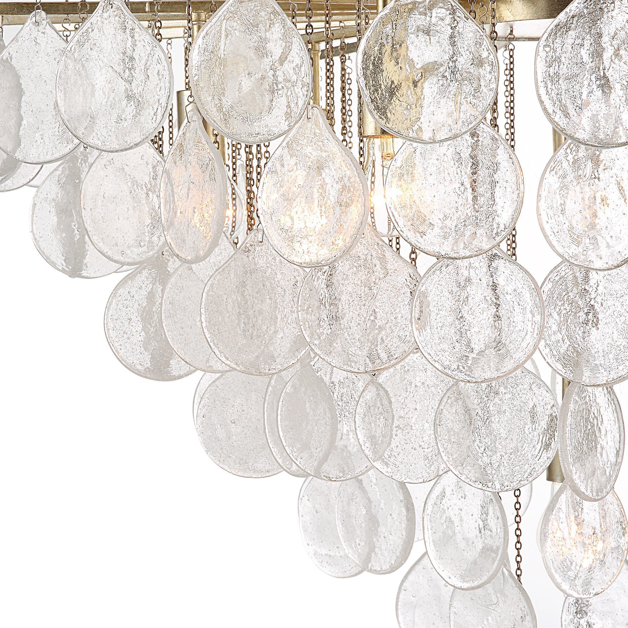 Goccia 8 Light 38 inch Antique Bright Silver Leaf Pendant Ceiling Light
