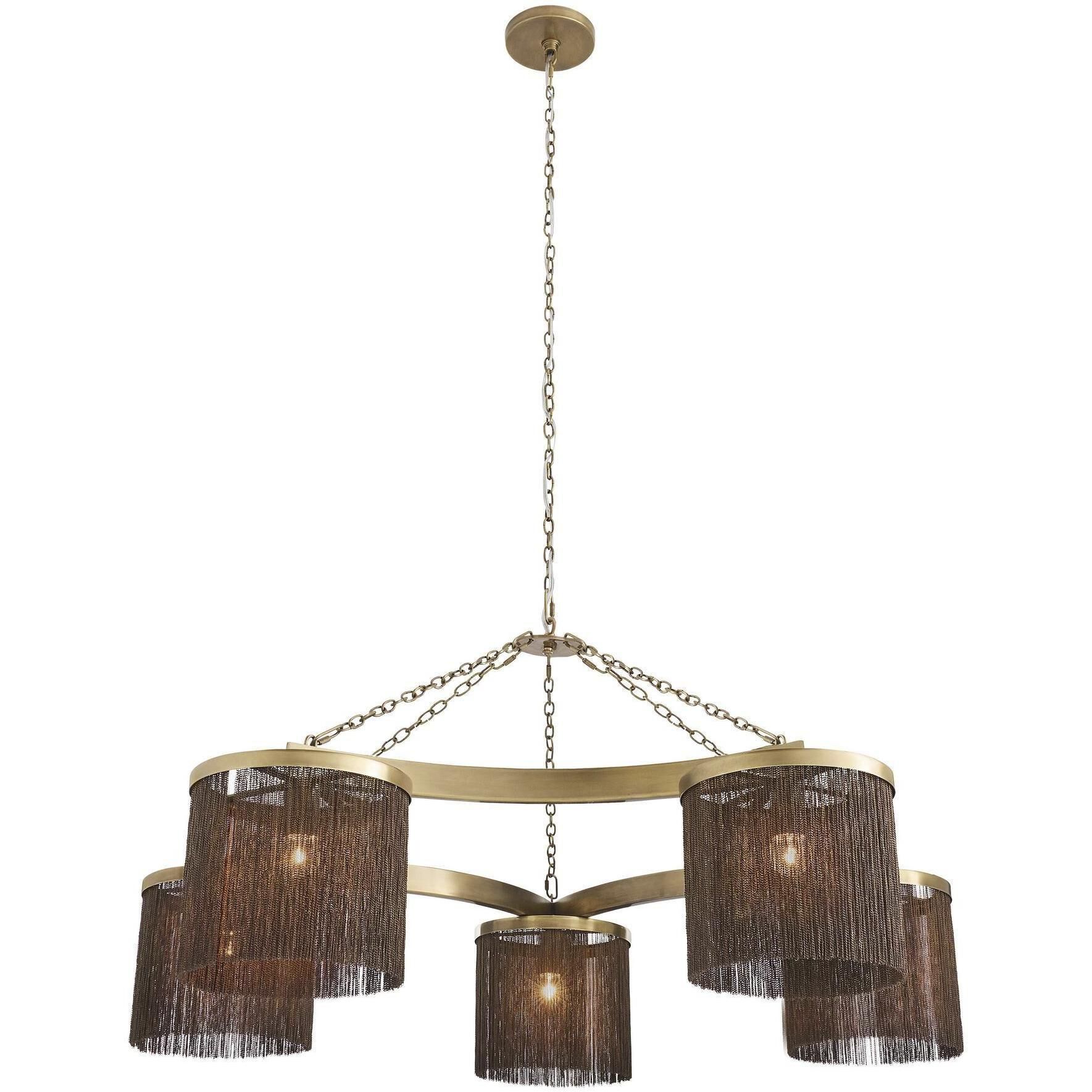 Langston 5 Light 46 inch Antique Brass Chandelier Ceiling Light