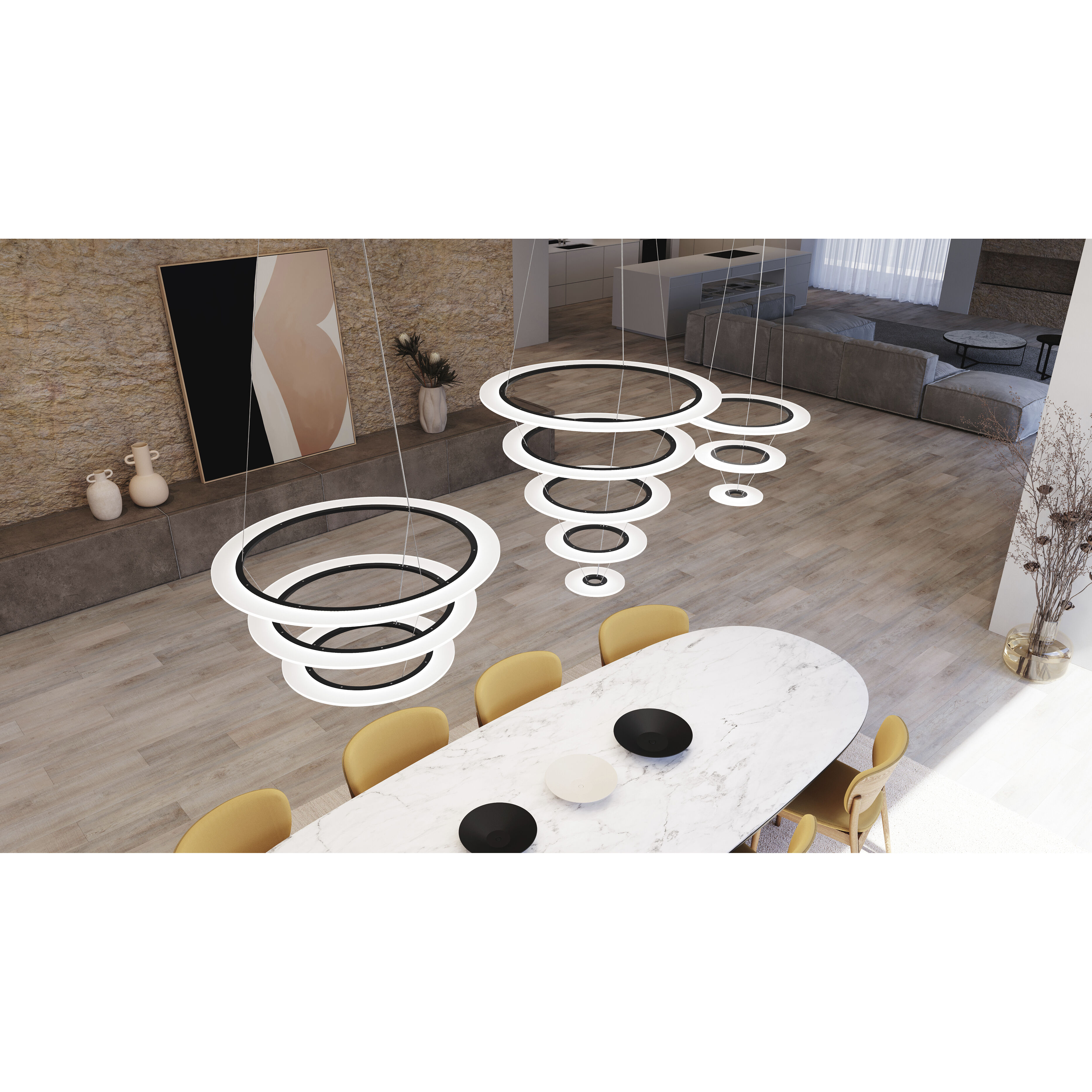 Arctic Rings LED 37 inch Satin Black Ring Pendant Ceiling Light