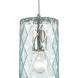 Diamond Pleat 1 Light 5 inch Light Blue with Satin Nickel Mini Pendant Ceiling Light