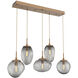 Cosmos Incandescent 5 Light Novel Brass Linear Pendant Ceiling Light in Smoke Cosmos, Multi-Pendant