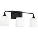 Presley 3 Light 26.25 inch Matte Black Vanity Light Wall Light
