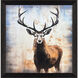 Majestic Deer Brown and Blue and Orange Framed Art