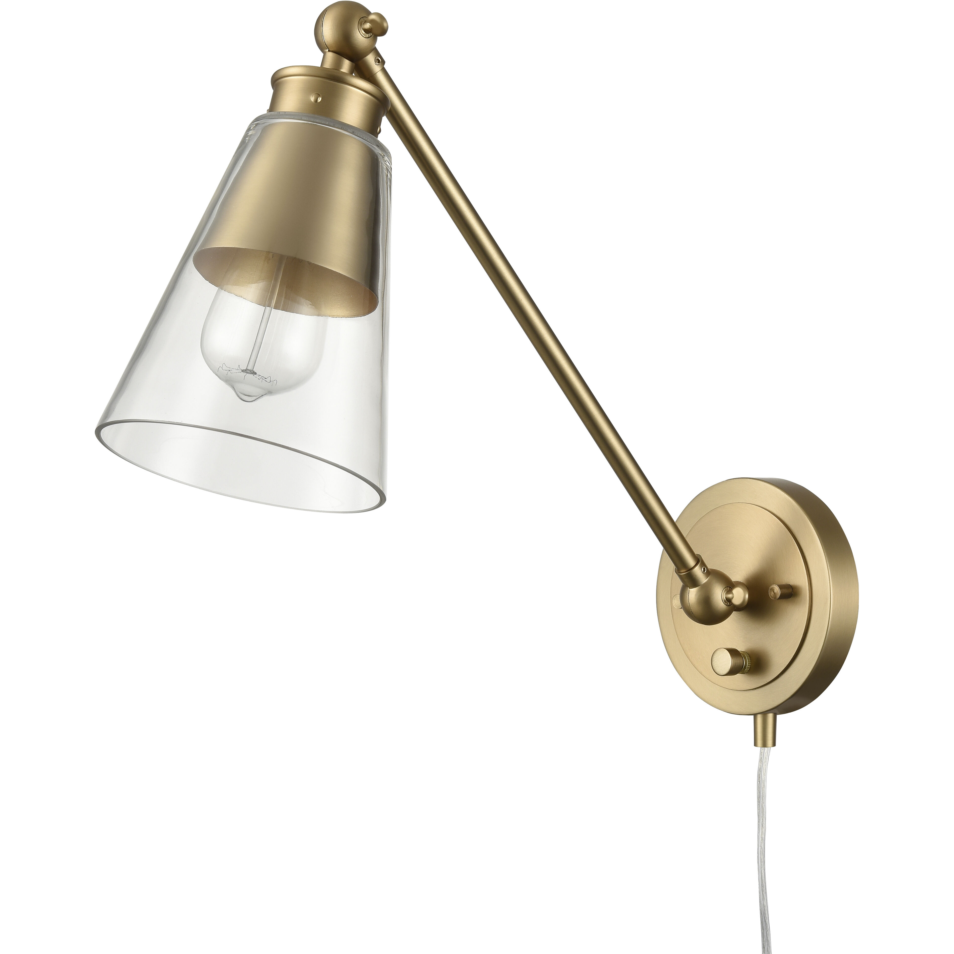 Albany 17.5 inch 60 watt Brushed Gold Swingarm Sconce Wall Light