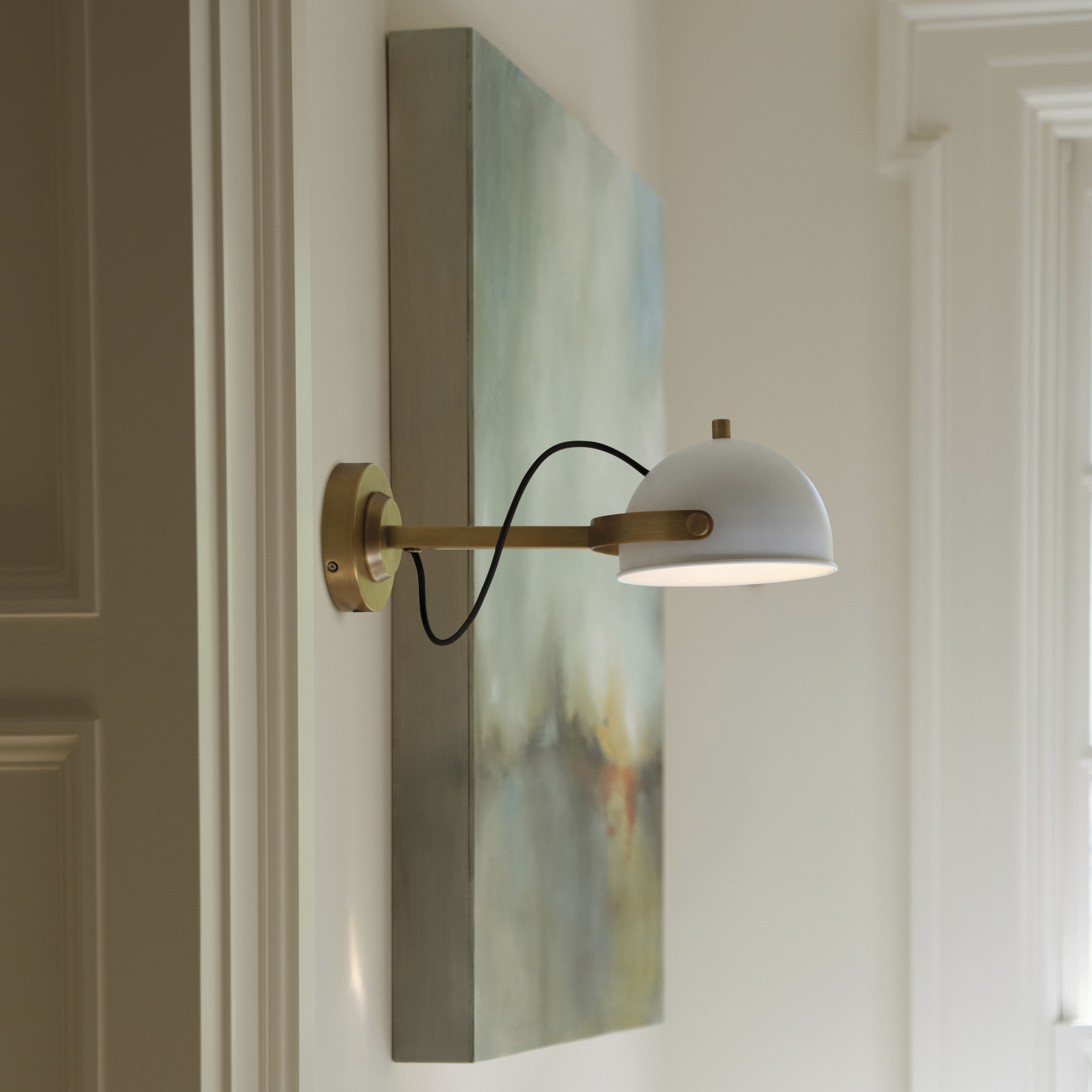 Spence 1 Light 7.25 inch Chalk White with Heritage Brass Interior Wall Mount Wall Light