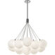 Bolla LED 28 inch Opal Glass Chandelier Ceiling Light in Steel, Clear Glass and Interior Opal Glass