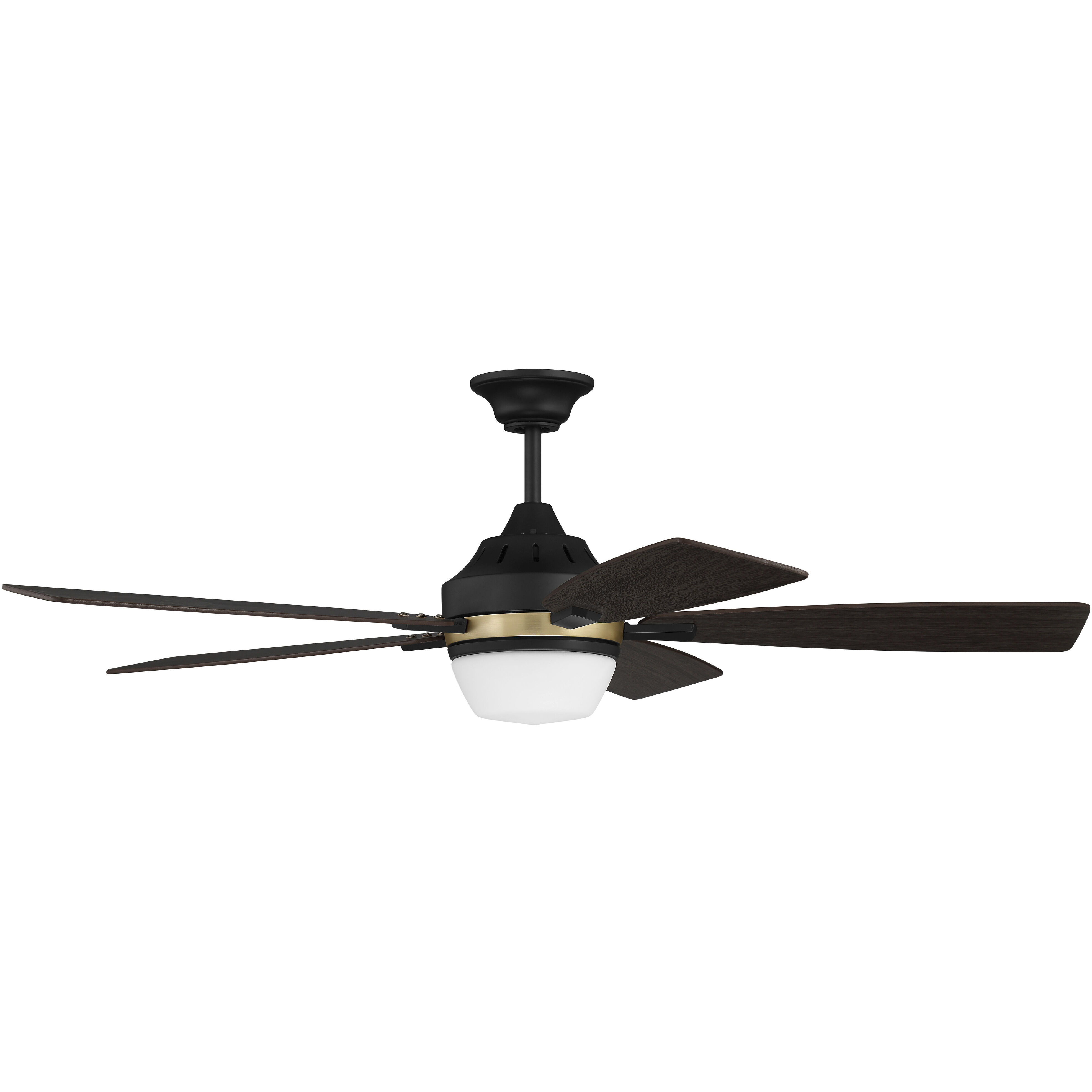 Fresco 52 inch Flat Black / Satin Brass with Black Walnut/Grey Walnut Blades Ceiling Fan