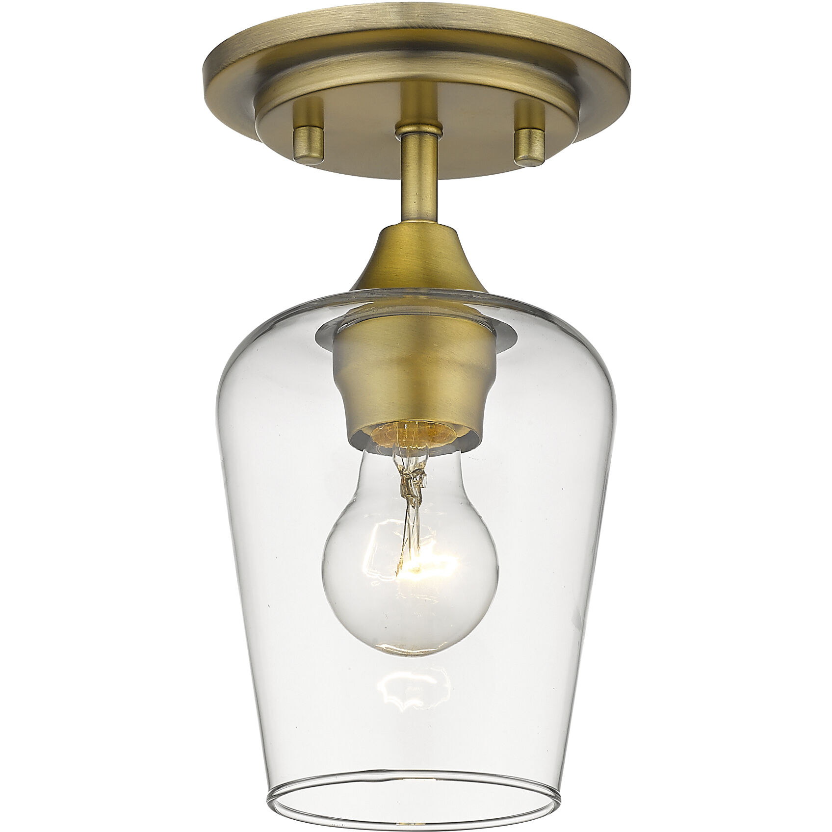 Joliet 1 Light 5.5 inch Olde Brass Flush Mount Ceiling Light