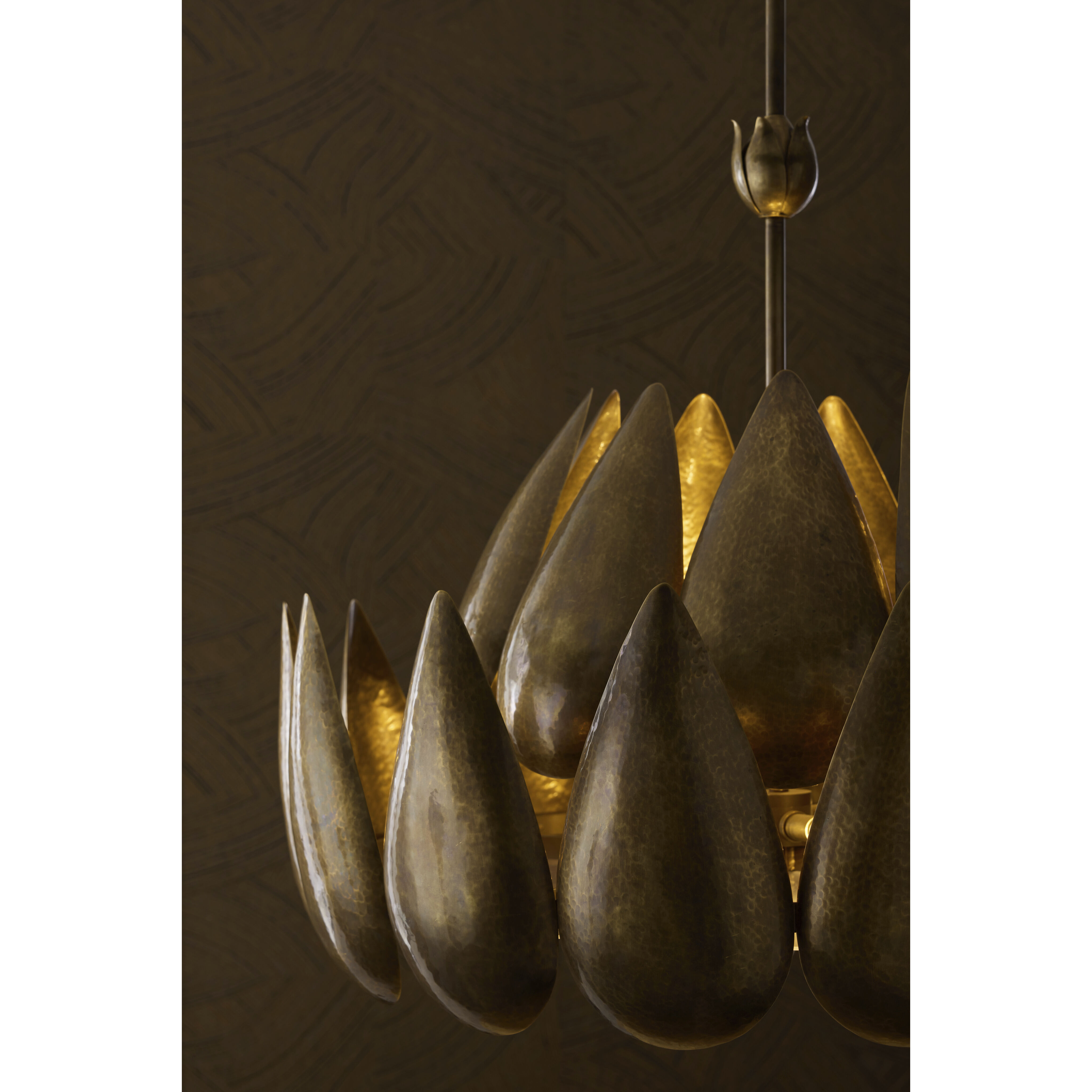 Anastasia 40 inch Hammered Brass Chandelier Ceiling Light