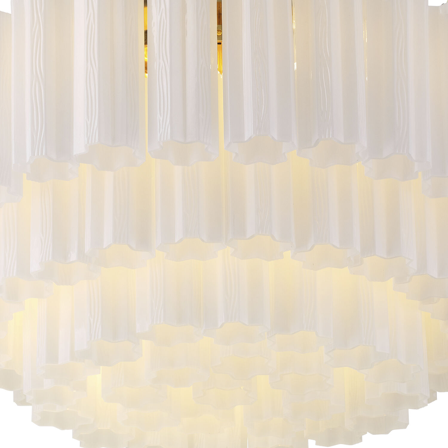 Addis 16 Light 32 inch Aged Brass Flush Ceiling Light in Tronchi Glass White